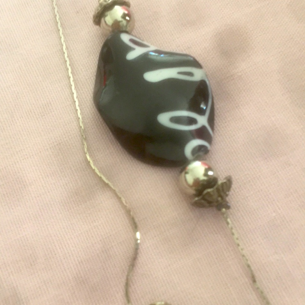 Fashion White & Black With Silver Chain  Wrap Layer Necklace - Picture 10 of 10
